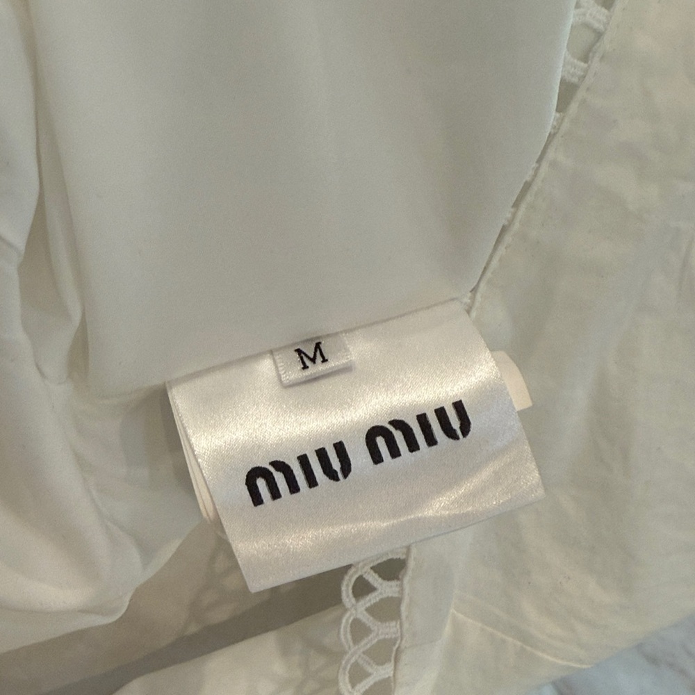 Miu Miu Poplin Skirt with Lace Detail - Picture 2 of 2